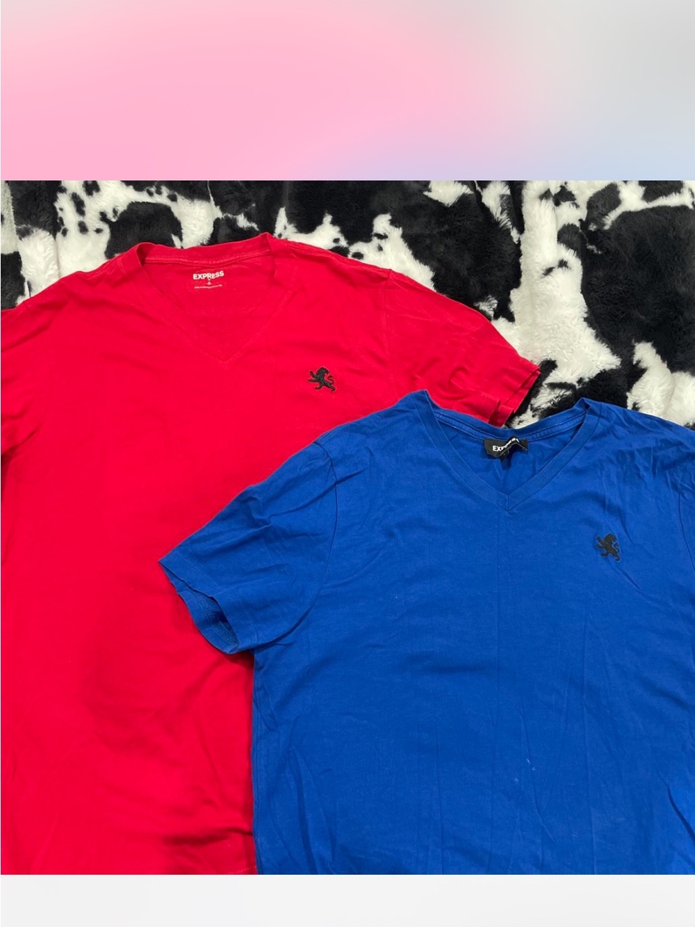 Express Men's V-Neck Tees - Red & Royal Blue